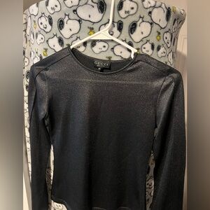 Gucci black metallic long sleeve top size S made in Italy